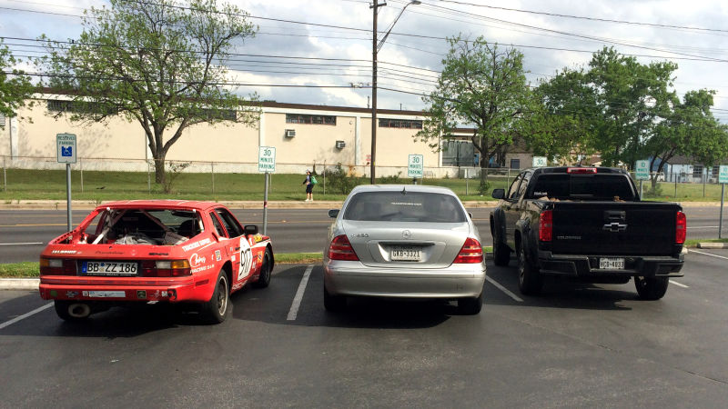Parking the ChumpCar to sit and drink coffee like a chump. Sad!